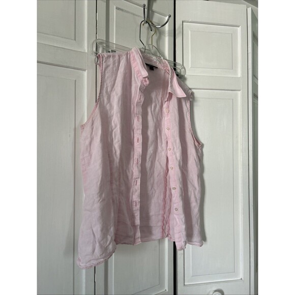 lands end womens Pink Sleeveless linen Blouse Size 14 - Picture 5 of 7
